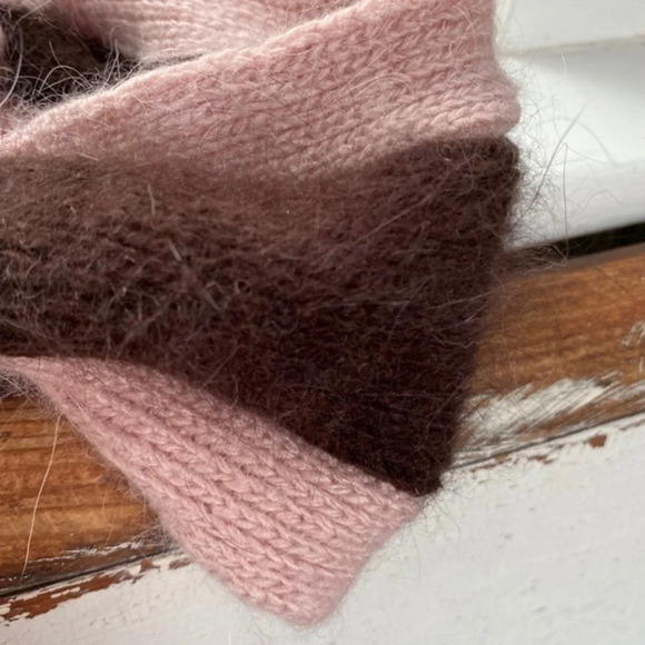 Anthropologie Pink Brown Twist Fuzzy Headband - Picture 3 of 9